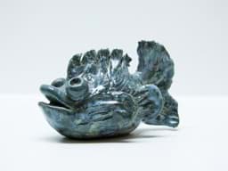 Obraz Keramik Majolika Karpfen Fisch gemarkt "R" Tierfigur Keramikfigur