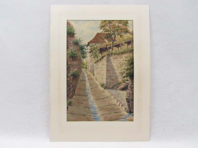 Image de Aquarell W. Wollweber, alte Gasse mit Wasserrinne, 2. H. 20. Jh.