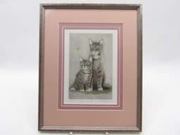 Visa detaljer för Farbradierung Katzen Bild, Cat and Kitten, unleserlich signiert, gerahmt Bild av Farbradierung Katzen Bild, Cat and Kitten, unleserlich signiert, gerahmt