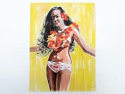 Visa detaljer för Pop art Bild Mischtechnik Hawaiianerin Ganzkörper Damen Portrait, 50er Jahre Bild av Pop art Bild Mischtechnik Hawaiianerin Ganzkörper Damen Portrait, 50er Jahre