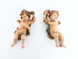 Visa detaljer för Geschnitztes Engel / Putto Paar mit Flügeln & Schleifen, farblich gefasst Bild av Geschnitztes Engel / Putto Paar mit Flügeln & Schleifen, farblich gefasst