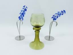 Picture of Historicism wine roman made of glass around 1900 with trumpet foot in olive green