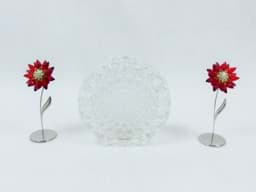 Afbeelding van Pop art Blumenvase, rund in klarem Glas, 60er/70er Jahre
