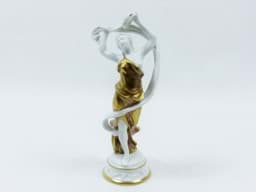 Afbeelding van Richard Ginori Porzellanfigur Tänzerin aus der Antike Tunika, Tamburin & Tuch, 20. Jh. weiß & gold