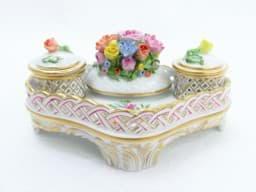 Picture of Herend porcelain inkwell / writing set, BS 7802, Bouquet de saxe