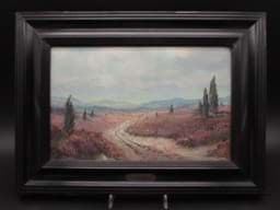Afbeelding van Gemälde Landschaft, Impressionistischer Heideweg, plein air Malerei, 20. Jh.