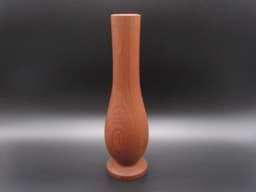 Afbeelding van Vase aus Teakholz mit Jena Reagenzglas, wohl Danish Design, 1960/70