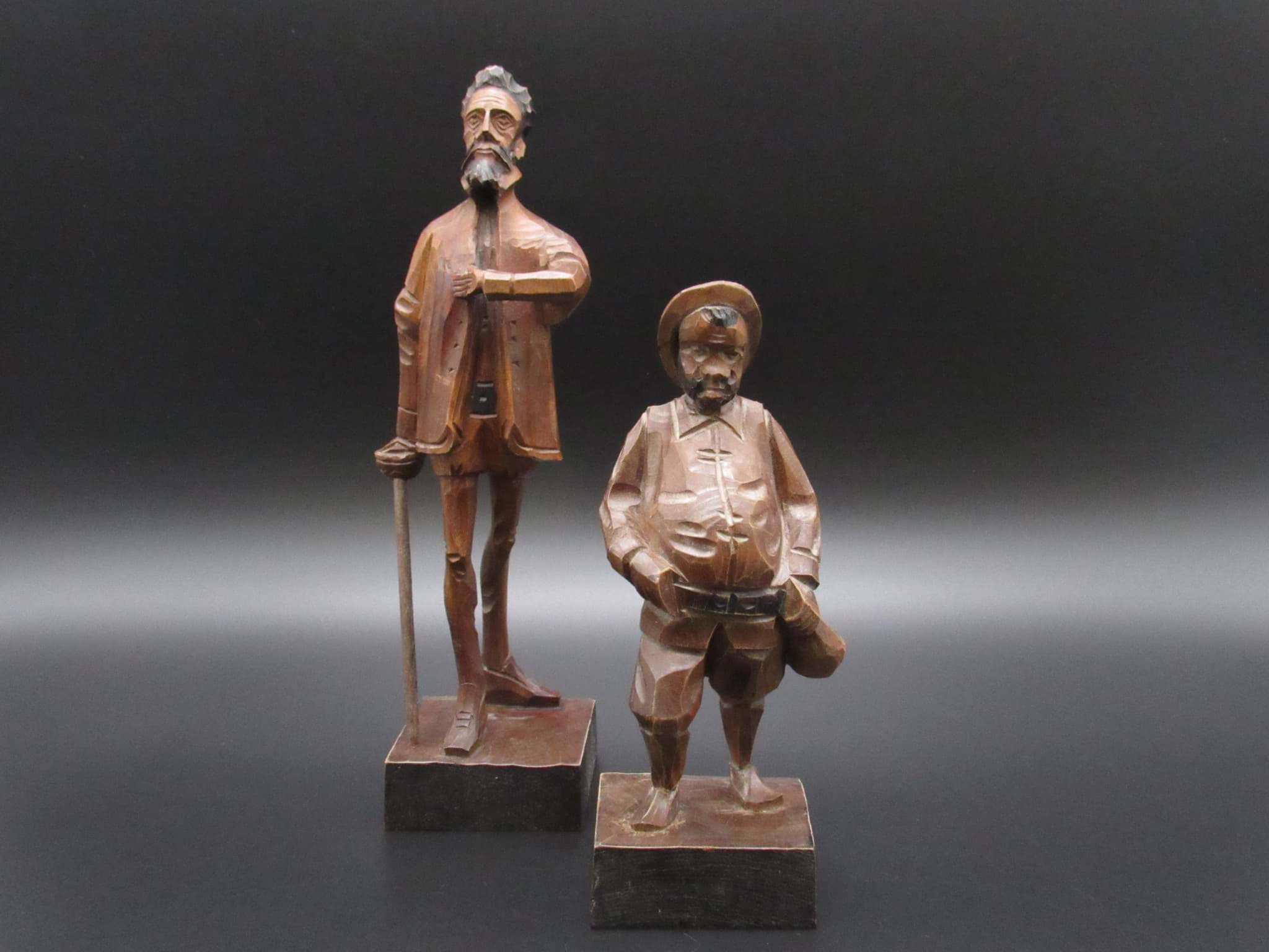 Obraz Don Quichote & Sancho Panza, geschnitzte Holzfiguren, OURO Spanien