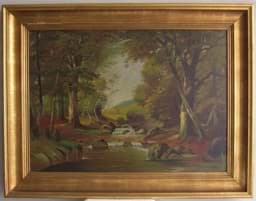 Pokaż szczegóły dla Gemälde: Bachlandschaft,Waldlandschaft von A.Weber Obraz Gemälde: Bachlandschaft,Waldlandschaft von A.Weber