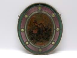 Visa detaljer för Biedermeier Fensterbild mit Barockszene, bleiverglast Bild av Biedermeier Fensterbild mit Barockszene, bleiverglast