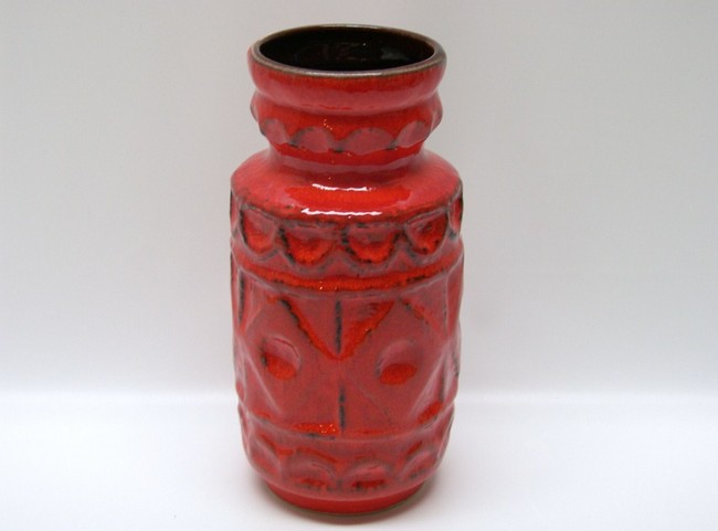Image de Bay Keramik Vase 20 cm / Nr. 22 - 20, rot geometrisches Dekor