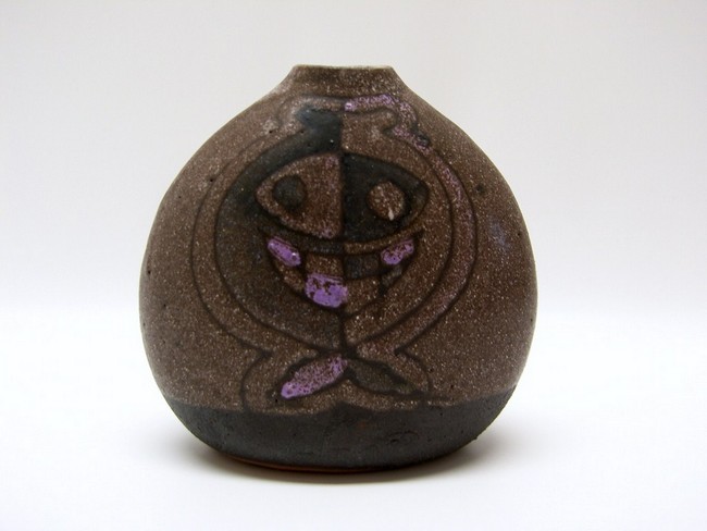 Image de Keramik Vase mit Tiermotiven 13 cm hoch, unl. gemarkt