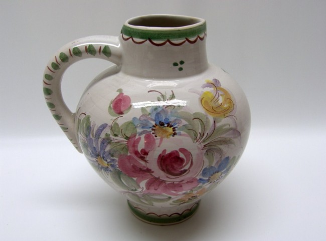 Image de Ulmer Keramik Henkelkrug 19 cm / Nr. 212 / 4, florales Dekor