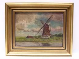 Bild von Gemälde A. Kraus Windmühle, Öl auf Holz, Ölbild