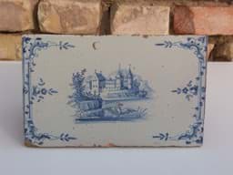 Bild von Antike Ofen Kachel 18. Jahrhundert Blaumalerei Wasserschloß