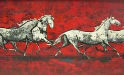 Bild von Abstrakte Komposition schreitende Pferde Gruppe Mitte 20. Jh. unbekannter Künstler