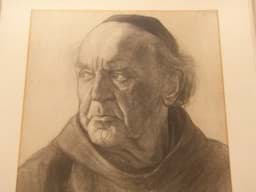 Bild von Porträt Bleistiftzeichnung eines Mönch 1. Hälfte 20. Jh. signiert Fr. Klein, datiert 09