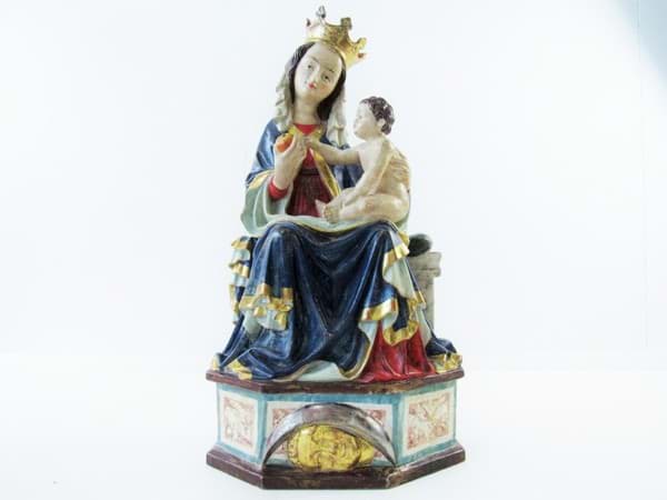 Bild von Heiligenfigur sitzende Madonna von Seeon, Holz, Italien 2. Hälfte 20. Jh. / 60 cm