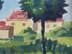 Bild von Expressionistische Malerei Mischtechnik, Blick durch Bäume auf eine Häusergruppe