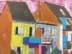 Bild von Nachkriegsmoderne Expressive abstrakte Malerei, Gemälde Architektur mit Blick auf die Hinterseite einer Häusergruppe, monogr. & dat.