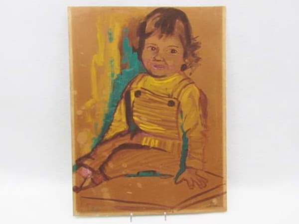 Bild von Mädchen Porträt Iris, Bild in Mischtechnik - Malerei auf Karton-platte