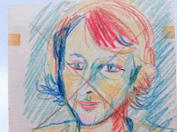 Wachsstift Zeichnung Damen Portrait Pop art Moderne Kunst Wachsstift Zeichnung Damen Portrait Pop art Moderne Kunst