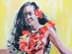Bild von Pop art Bild Mischtechnik Hawaiianerin Ganzkörper Damen Portrait, 50er Jahre