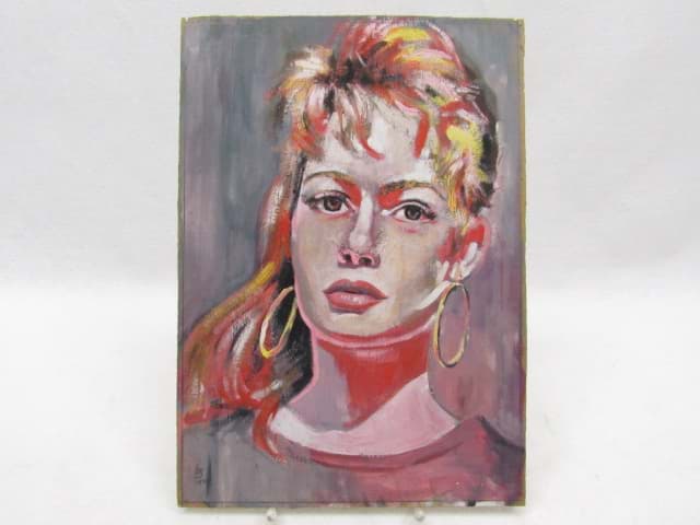 Obraz Damen Portrait, Pop art Bild - Pastell Deckfarben auf Malkarton, unleserlich monogrammiert & datiert 1957