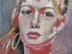 Bild von Damen Portrait, Pop art Bild - Pastell Deckfarben auf Malkarton, unleserlich monogrammiert & datiert 1957