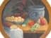 Bild von Ölbild Essen Stillleben auf Aluminium Backblech gemalt, 1. Hälfte des 20. Jahrhundert