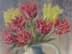 Bild von Antikes Ölbild Blumenstillleben Tulpen Strauß in einer Krugvase
