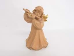 Bild von Geschnitzter Mozartengel mit Flöte, Holz Natur & Gold
