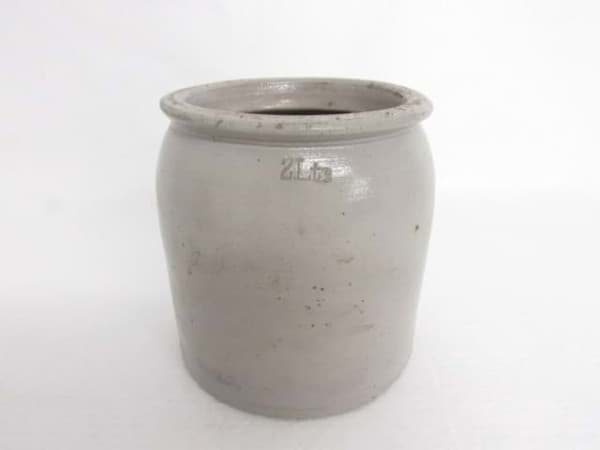 Bild von Antiker Steinzeug Schmalztopf, Salzglasur, grauer Scherben