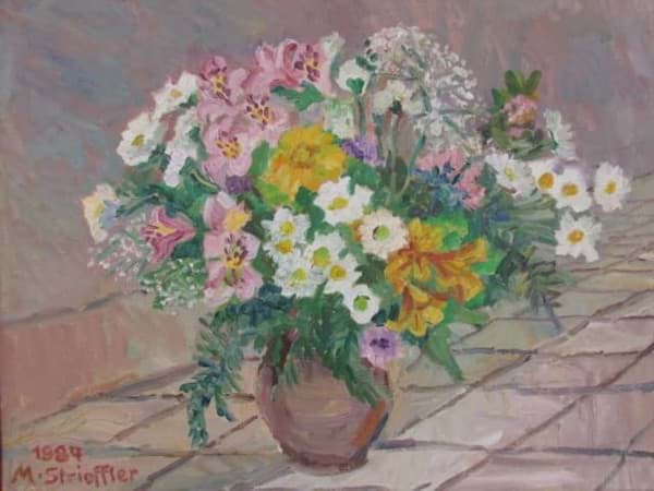 Bild von Gemälde Marie Strieffler (1917-1987), Blumenstillleben, Öl/Leinwand, Pfälzer Maler