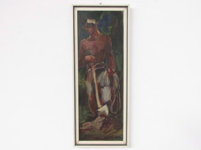 Image de Gemälde Hanns Fay (1888-1957), Holzfäller, Öl/Holz, Pfälzer Maler