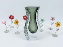 Bild von Murano Glasvase Sommerso Mandruzzato, Rauchglas bis Turmalinglas-farbige, Vase