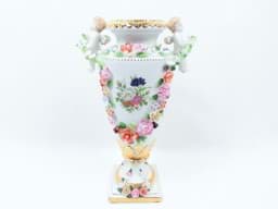 Bild von Porzellan Prunk Baluster Vase mit Putto Amoretten & Blumen, Neundorf, 21. Jahrhundert