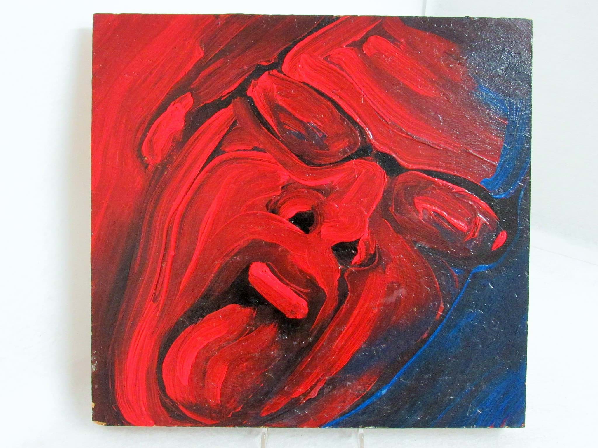 Obraz Abstraktes Porträt - Der Schreiende mit Brille, Öl auf Holzfaserplatte, 2. H. 20. Jh., Ölbild