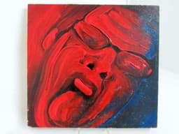 Bild von Abstraktes Porträt - Der Schreiende mit Brille, Öl auf Holzfaserplatte, 2. H. 20. Jh., Ölbild