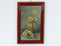 Bild von Antik Gemälde / Ölbild, Blumen Stillleben um 1900, Öl/Malkarton, gerahmt, signiert E. Schultz (?) & datiert