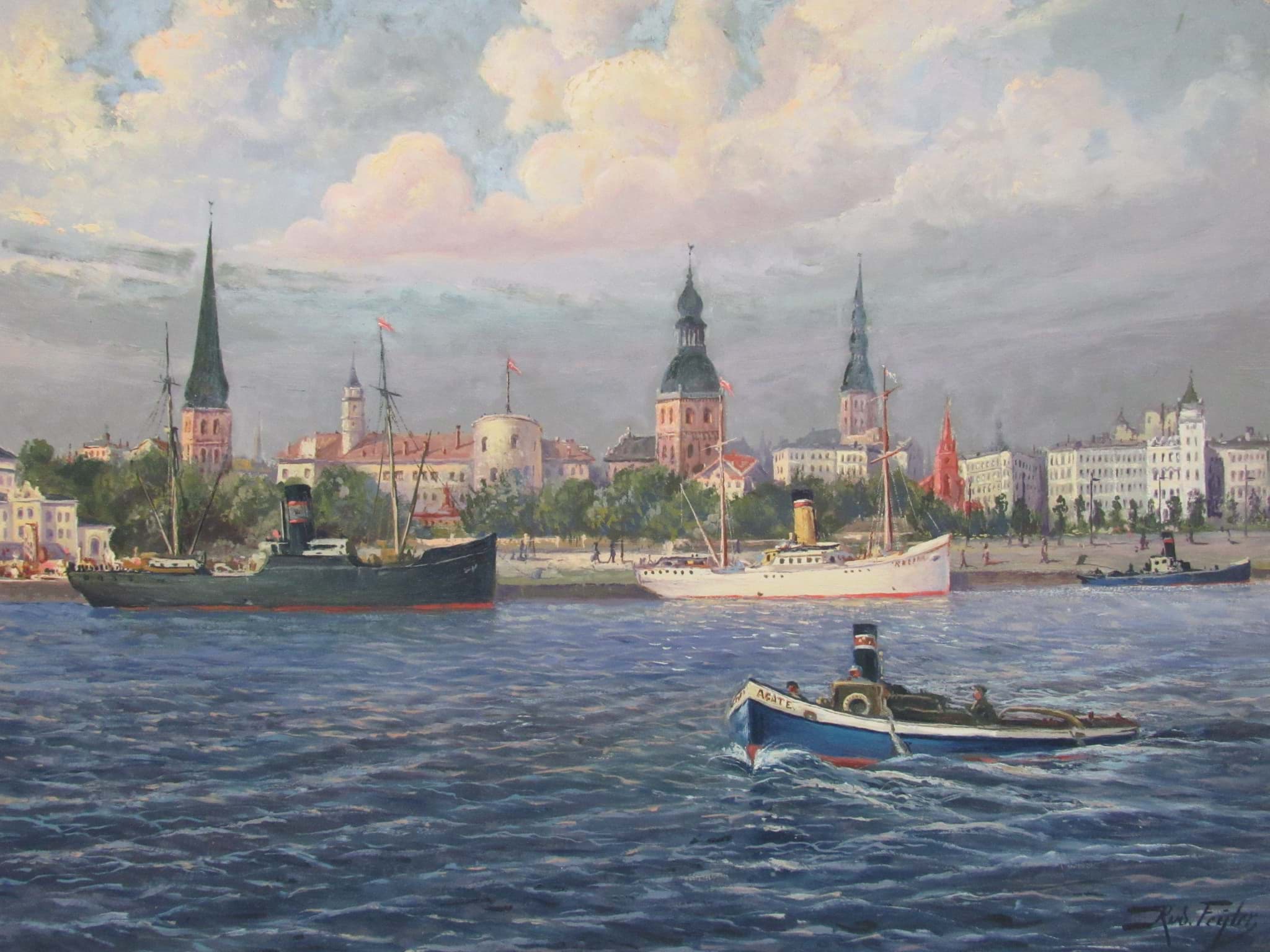 Obraz Rudolf Feyler (1870-1949), Gemälde, Riga an der Düna, Lettland, 1. H. 20. Jh., signiert