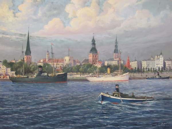 Bild von Rudolf Feyler (1870-1949), Gemälde, Riga an der Düna, Lettland, 1. H. 20. Jh., signiert