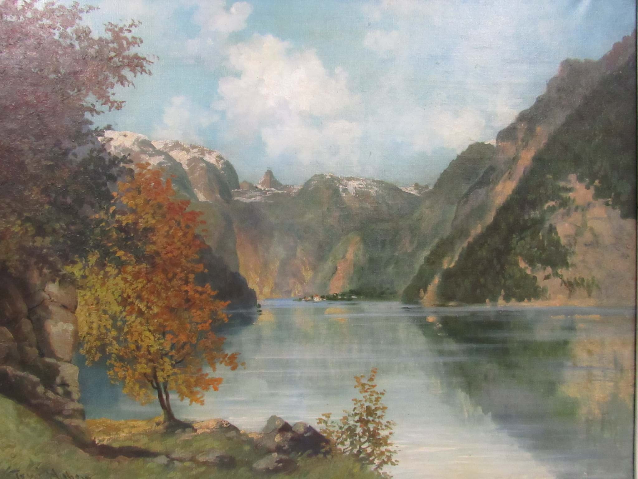 Afbeelding van Gemälde Königsee, Öl auf Leinwand, signiert Toni Huber