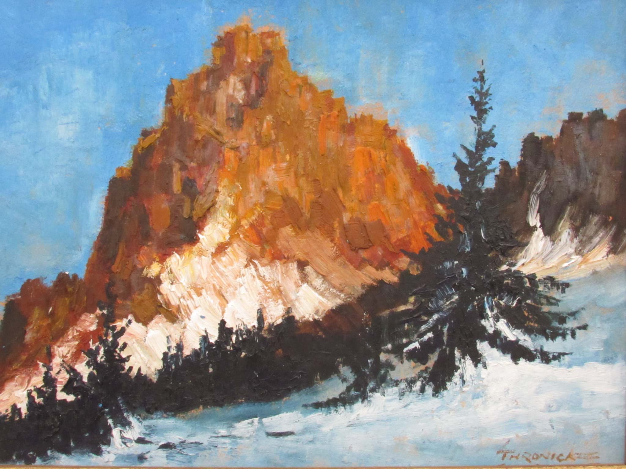 Obraz Gemälde, Expressive Berglandschaft, Öl/Karton, signiert