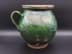 Bild von Antiker kugelig-bauchiger Henkelkrug Hafnerware, wohl Kröning um 1800, grün