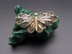 Bild von Schmetterling Brosche, 800 Silber teilvergoldet, Art Deco