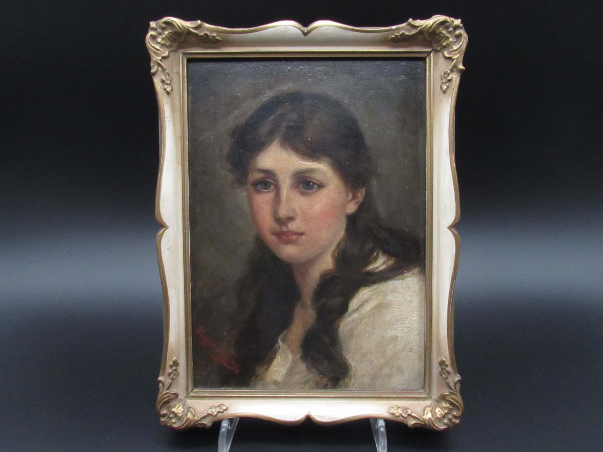 Obraz Gemälde Mädchen Porträt, Frankreich um 1900, Augusté Trapp