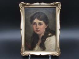 Bild von Gemälde Mädchen Porträt, Frankreich um 1900, Augusté Trapp