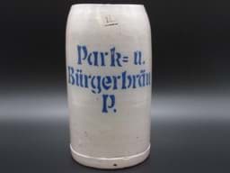 Bild von Antiker Bierkrug / Brauereikrug, Park = u. Bürgerbräu P., Sammlerkrug