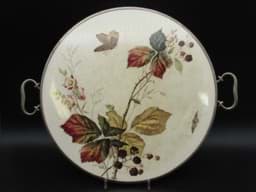 Bild von Jugendstil Tortenplatte mit Beeren & Schmetterlingen Dekor, antik